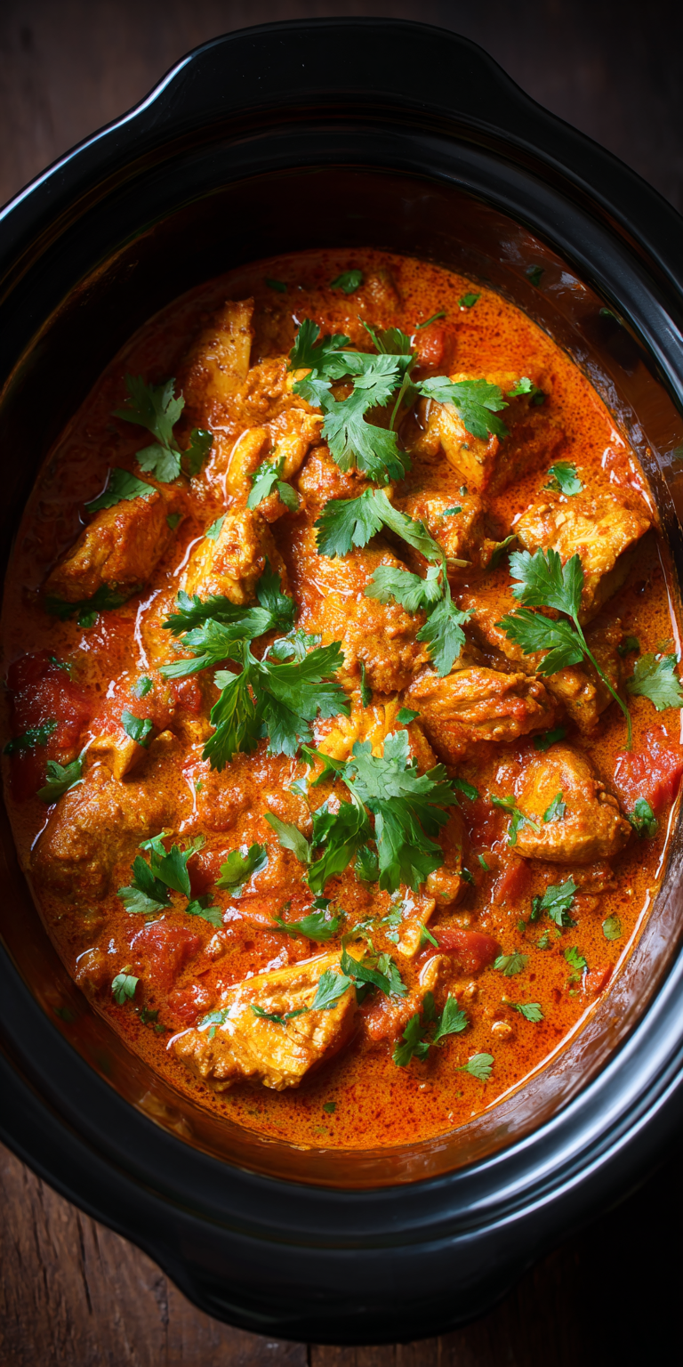 Crockpot Chicken Tikka Masala served warm with cozy spices