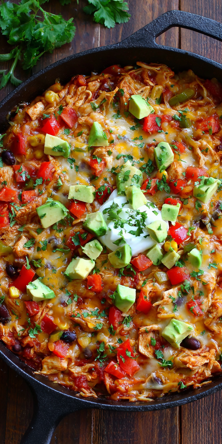 Enchilada Chicken Skillet Easy Meal served warm with cozy spices