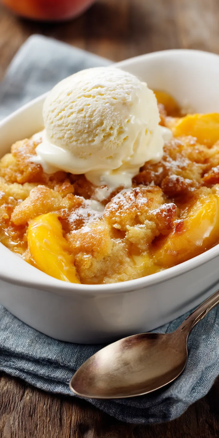 Fresh Peach Cobbler Southern Style served warm with cozy spices