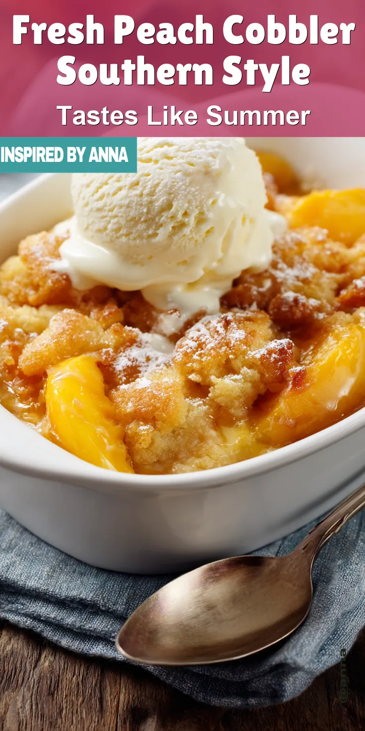 Fresh Peach Cobbler Southern Style served warm with cozy spices