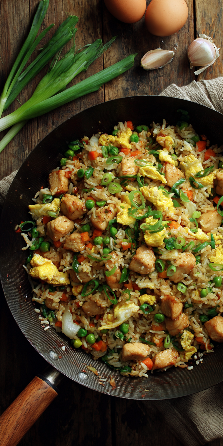 Fried Rice with Chicken Simple and Quick served warm with cozy spices