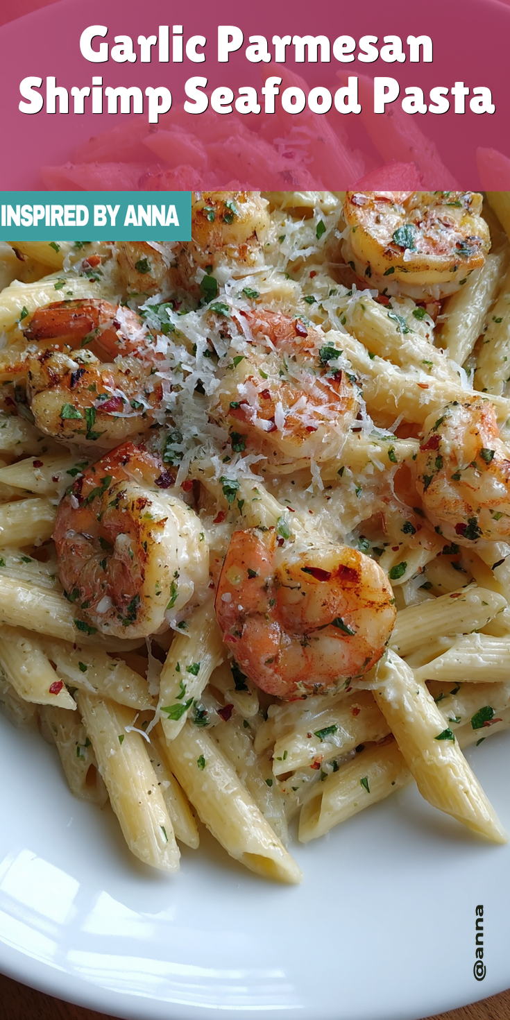 Garlic Parmesan Shrimp Seafood Pasta served warm with cozy spices