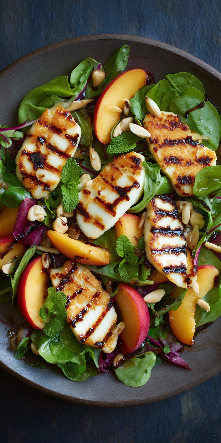 Grilled Halloumi and Peach Salad Recipe