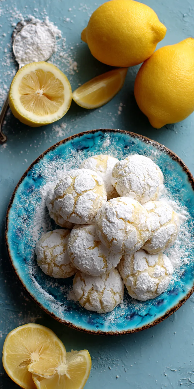 Lemon Crinkle Cookies with Powdered Sugar served warm with cozy spices