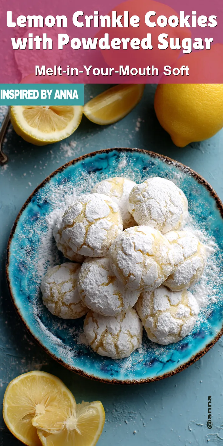 Lemon Crinkle Cookies with Powdered Sugar served warm with cozy spices