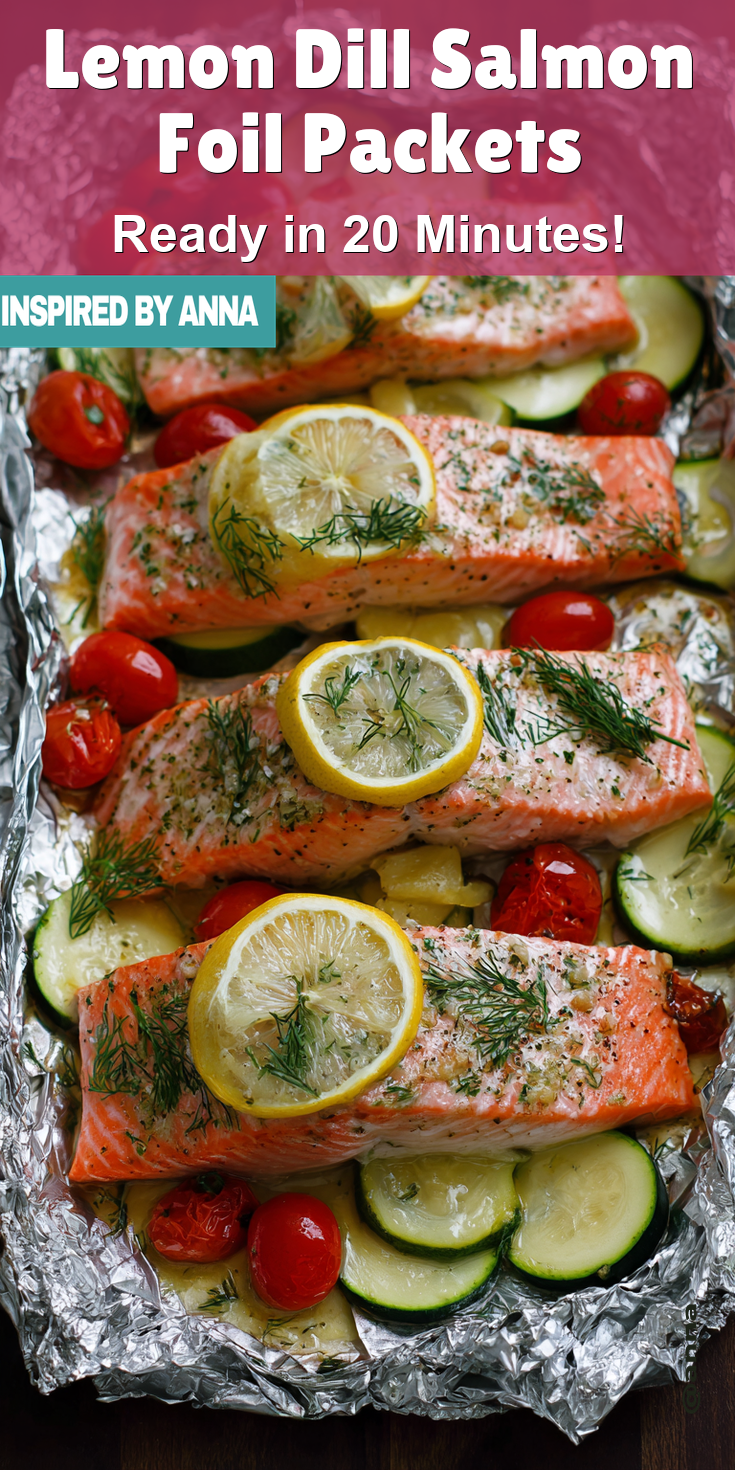 Lemon Dill Salmon Foil Packets served warm with cozy spices