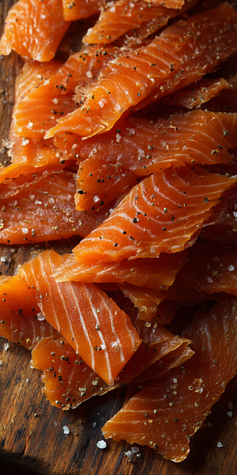 Lemon Pepper Salmon Jerky served warm with cozy spices