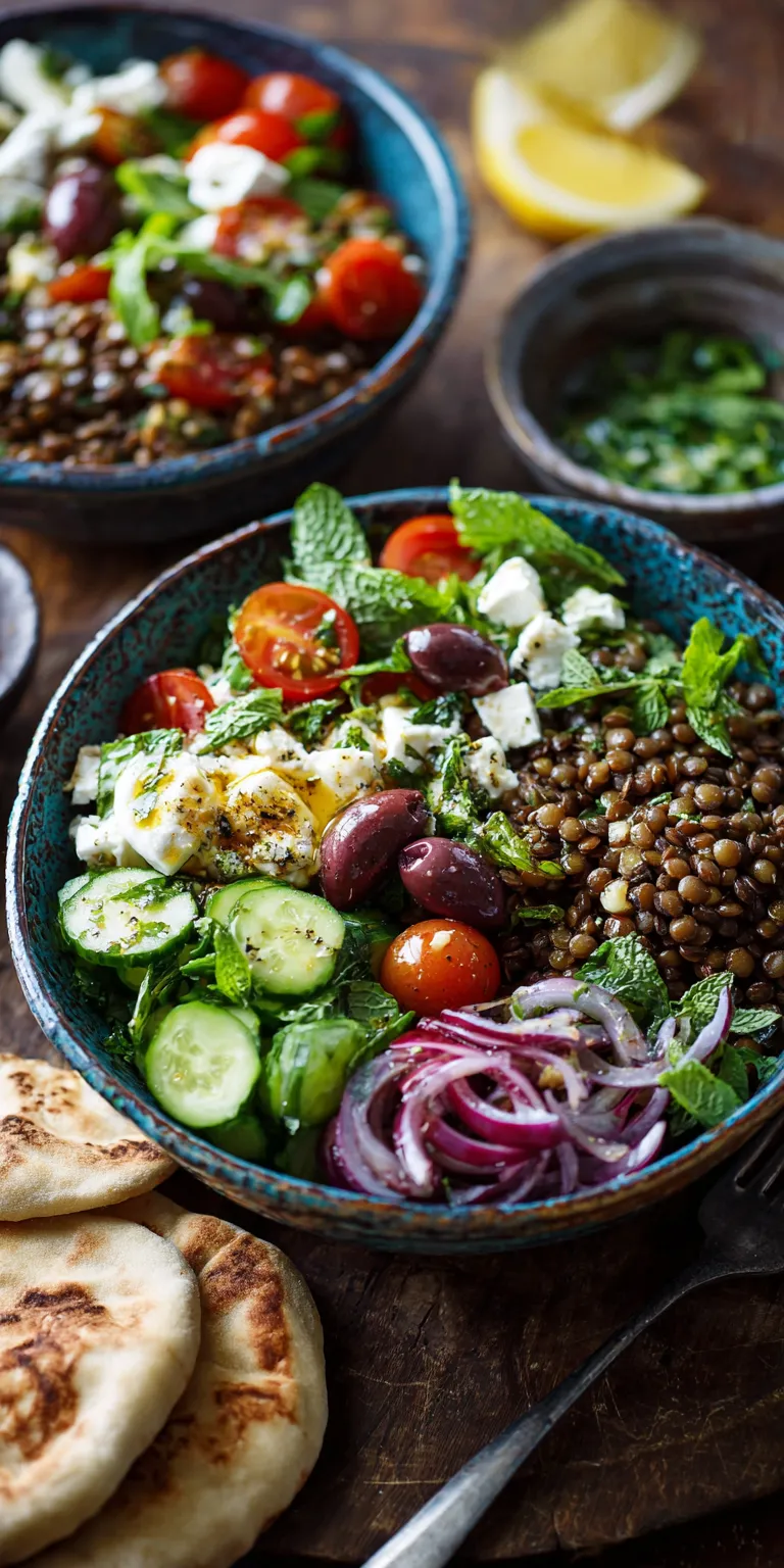 Lentil and Feta Healthy Bowls served warm with cozy spices