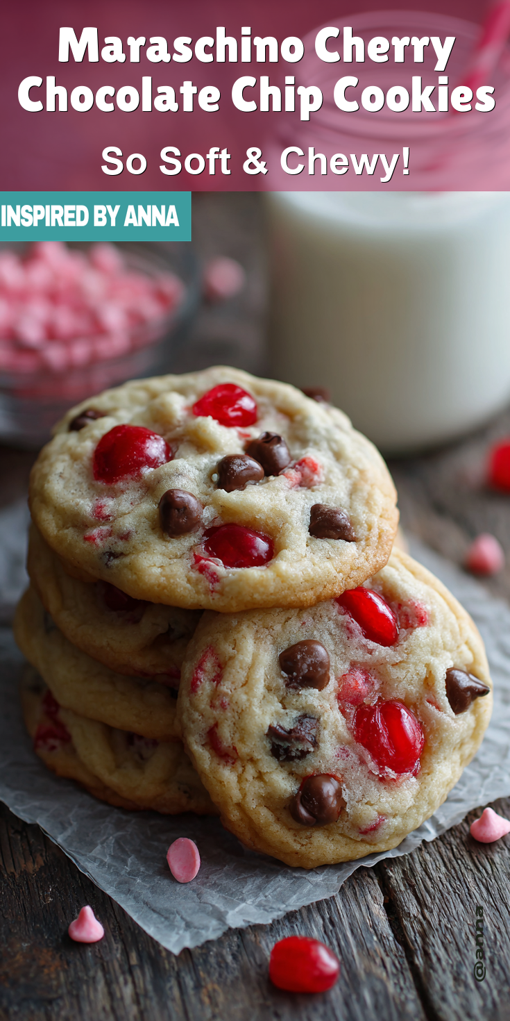 Maraschino Cherry Chocolate Chip Cookies served warm with cozy spices