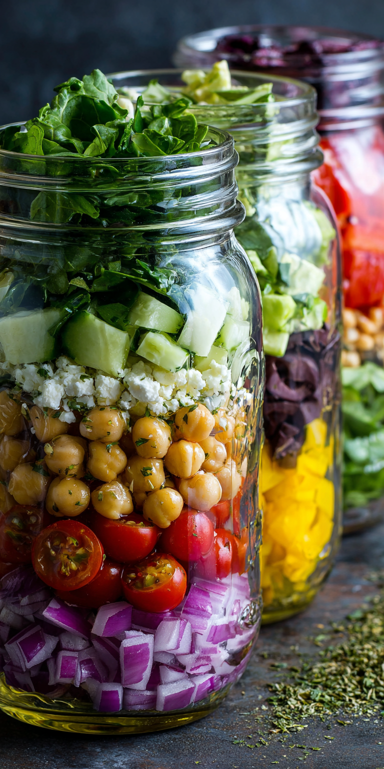 Mediterranean Mason Jar Meal Prep Salad Recipe