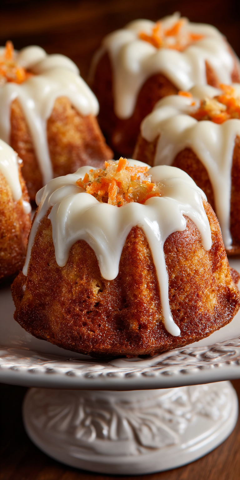 Mini Carrot Cake Bundt Cakes served warm with cozy spices