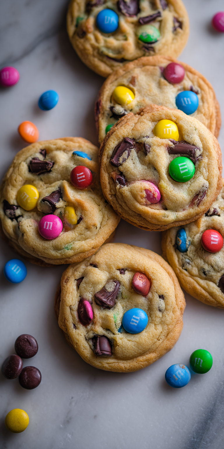 M&M Chocolate Chip Cookies served warm with cozy spices