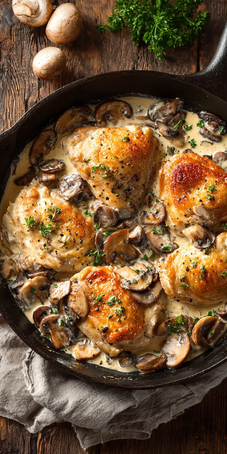 Mushroom Chicken Creamy Dinner Ideas served warm with cozy spices