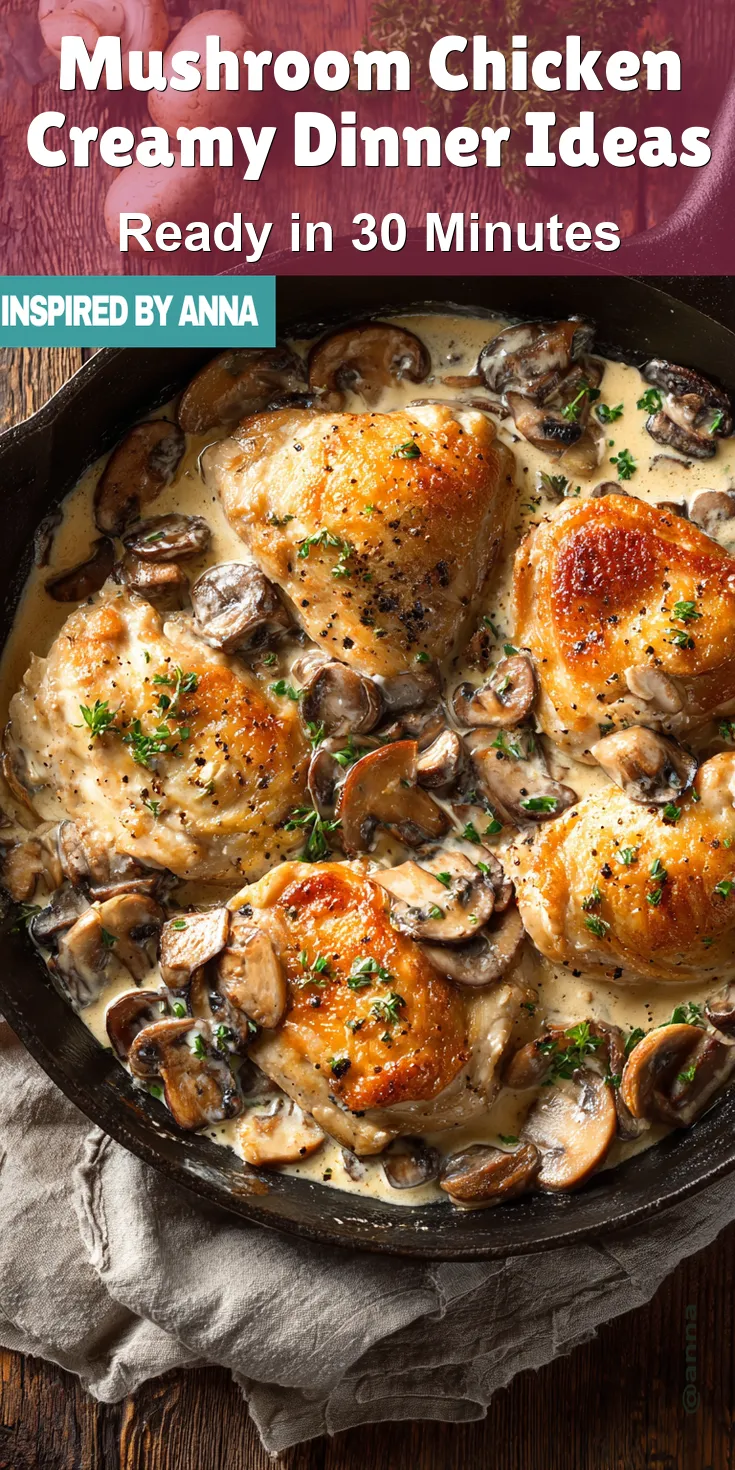 Mushroom Chicken Creamy Dinner Ideas served warm with cozy spices