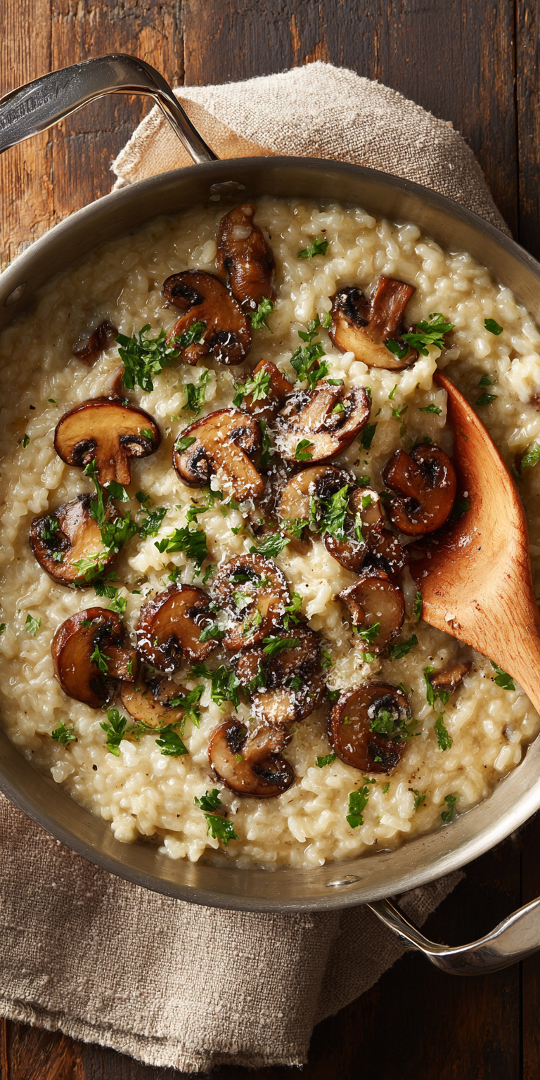 Mushroom Risotto Easy Dinner Ideas served warm with cozy spices