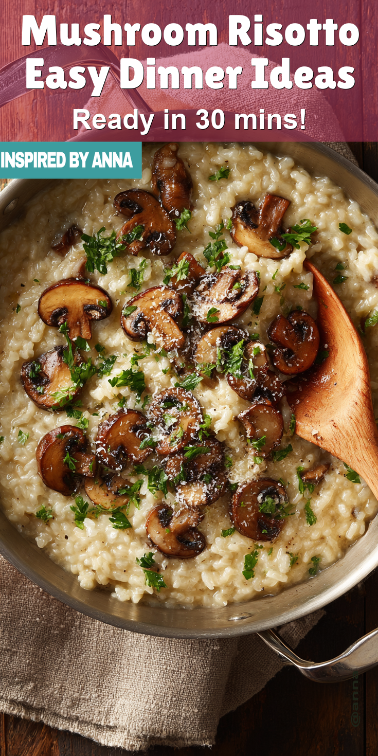 Mushroom Risotto Easy Dinner Ideas served warm with cozy spices