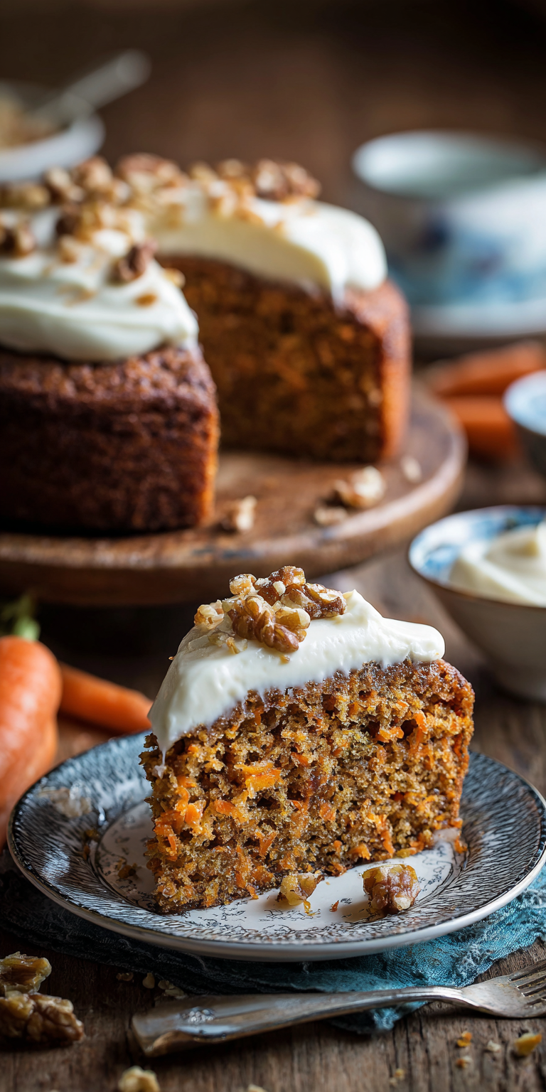 Olive Oil Carrot Cake Recipe served warm with cozy spices