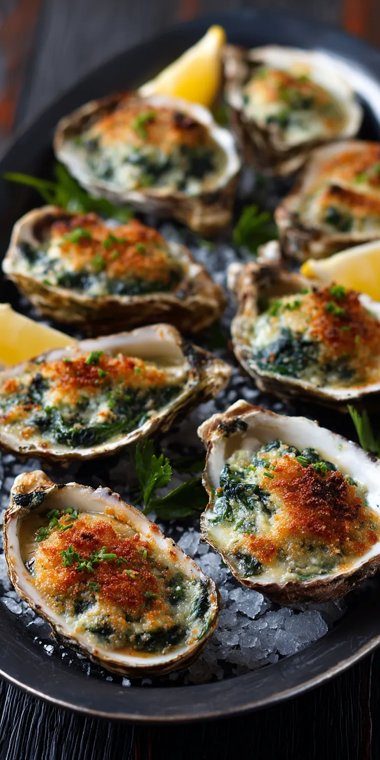 Oysters Rockefeller Fancy Seafood served warm with cozy spices