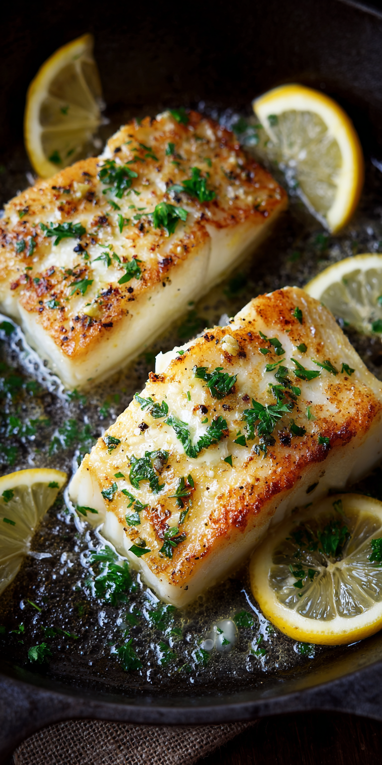 Pan Seared Halibut Seafood Dishes served warm with cozy spices