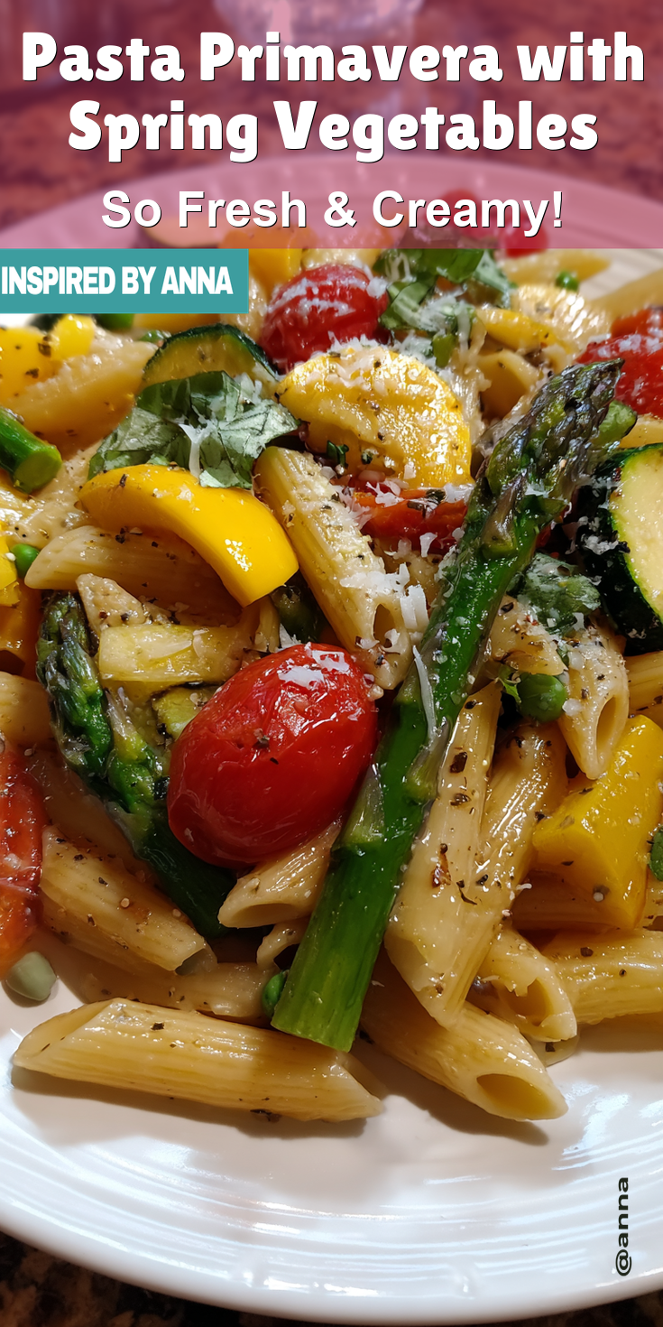 Pasta Primavera with Spring Vegetables served warm with cozy spices