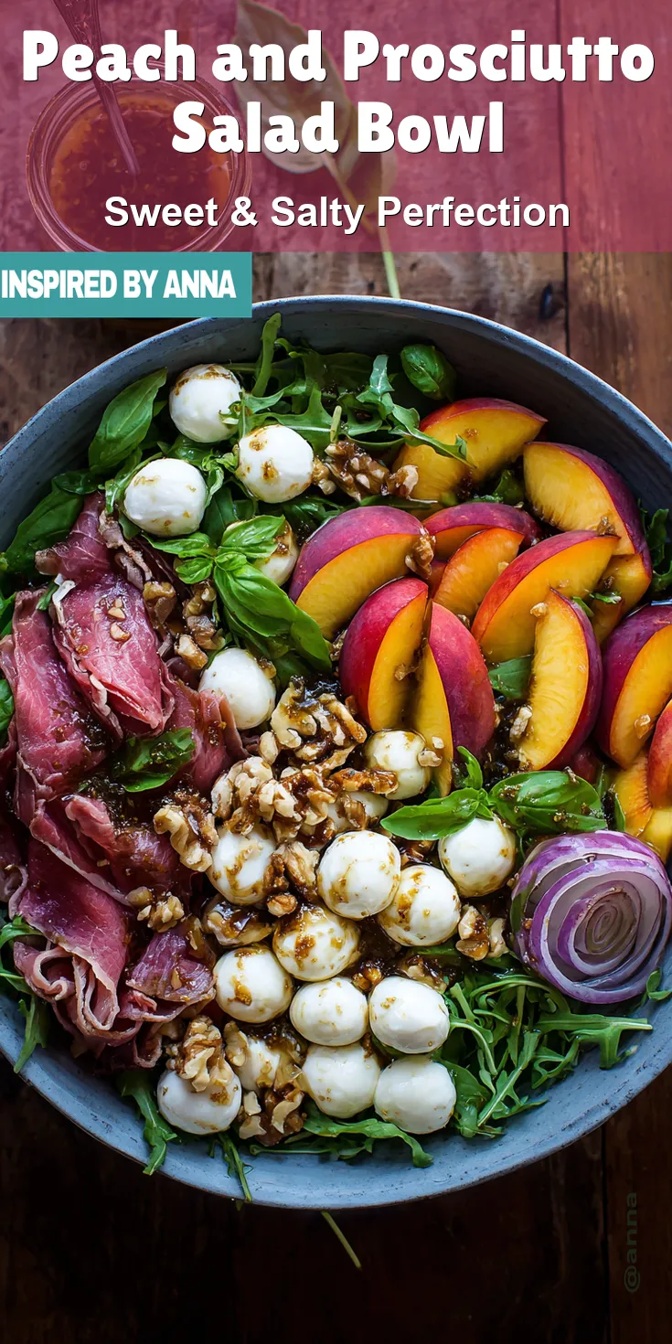 Peach and Prosciutto Salad Bowl served warm with cozy spices