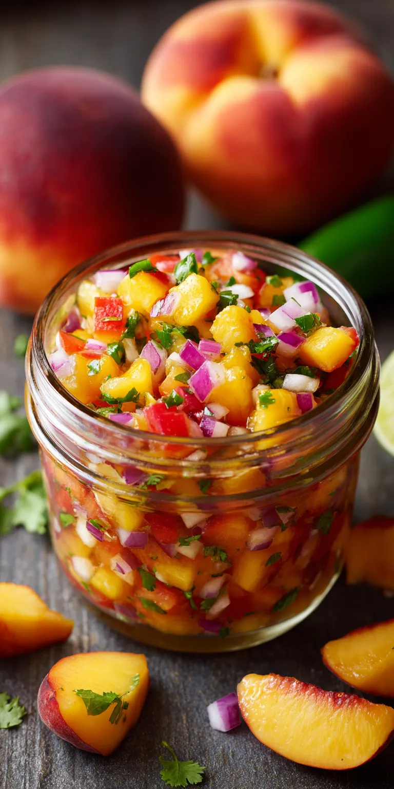 Peach Jalapeno Salsa Recipe served warm with cozy spices