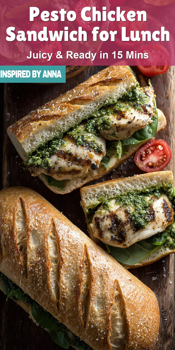 Pesto Chicken Sandwich for Lunch served warm with cozy spices