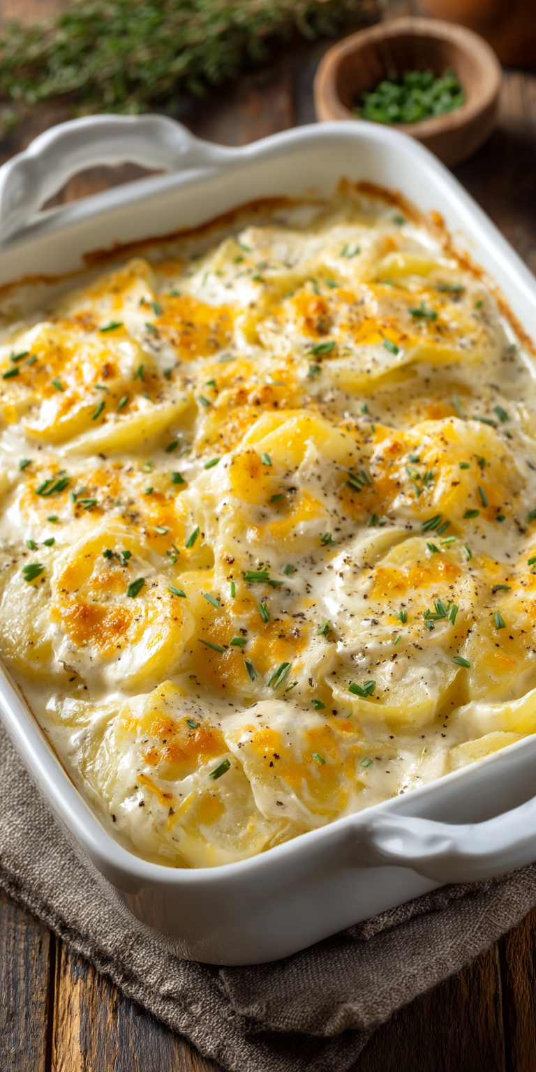 Ranch Seasoned Scalloped Potatoes served warm with cozy spices