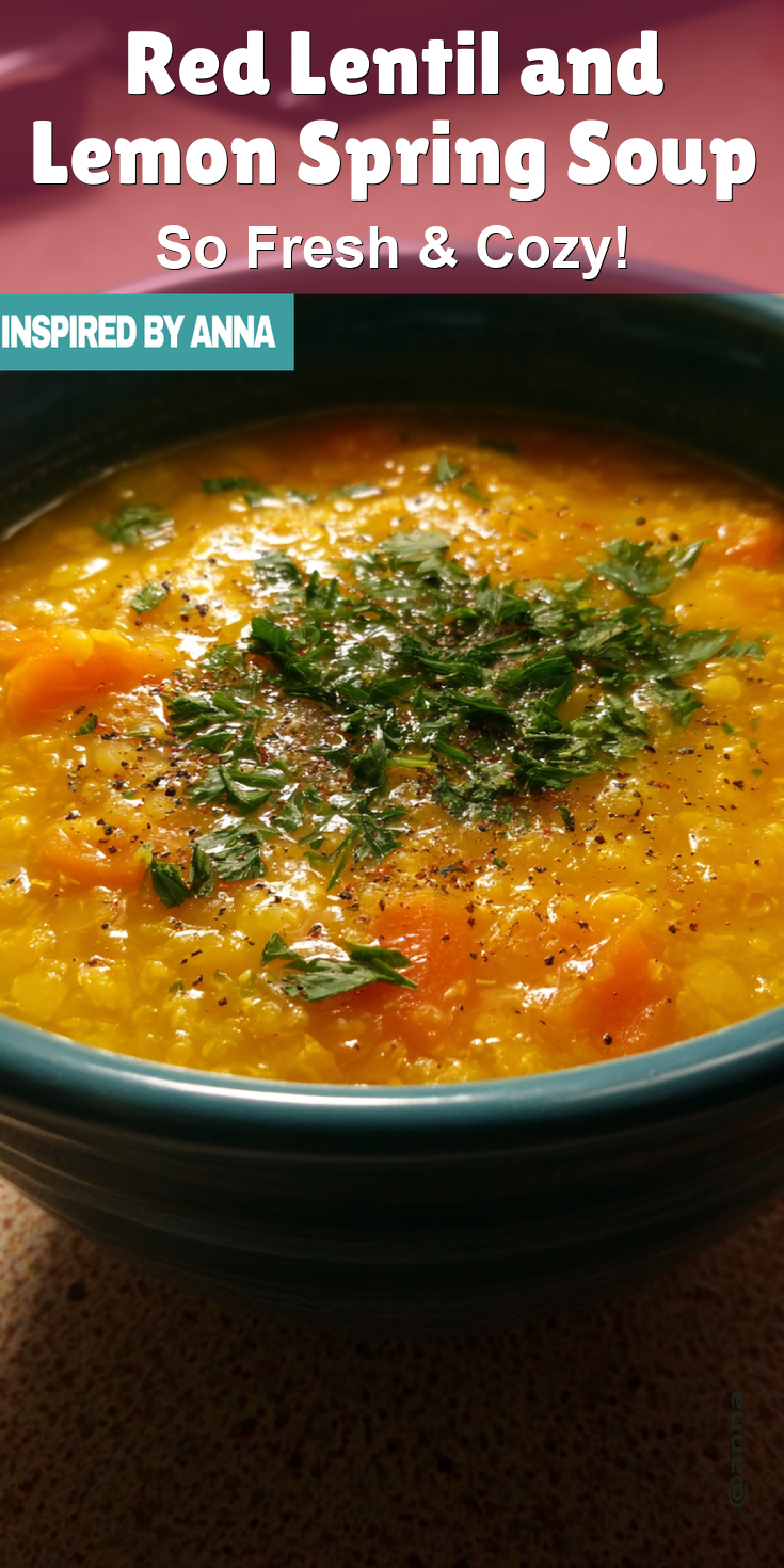 Red Lentil and Lemon Spring Soup served warm with cozy spices