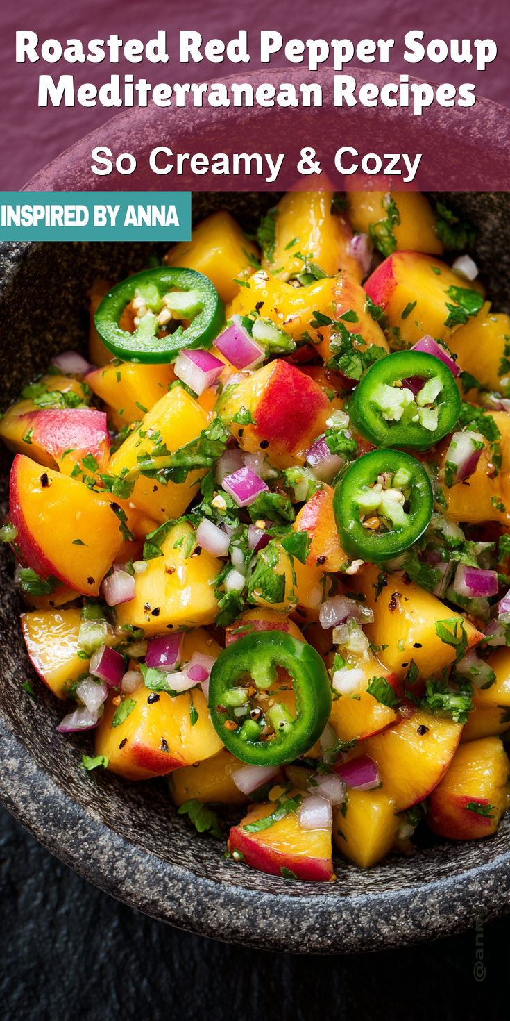 Roasted Red Pepper Soup Mediterranean Recipes served warm with cozy spices