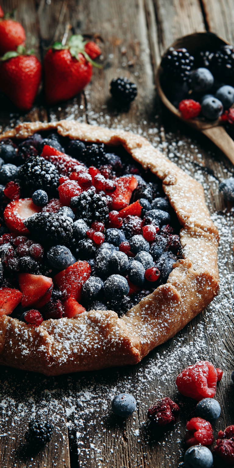 Rustic Mixed Berry Galette served warm with cozy spices