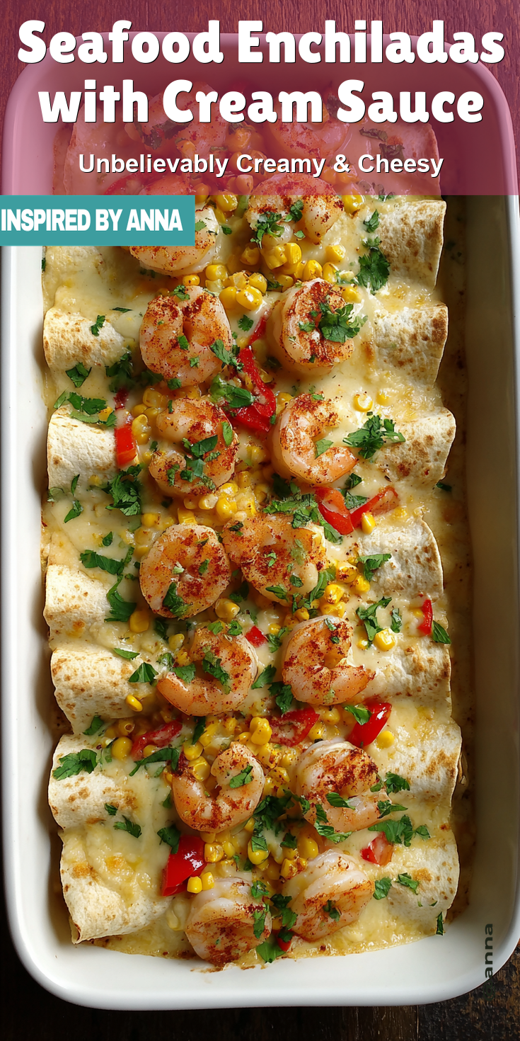 Seafood Enchiladas with Cream Sauce served warm with cozy spices