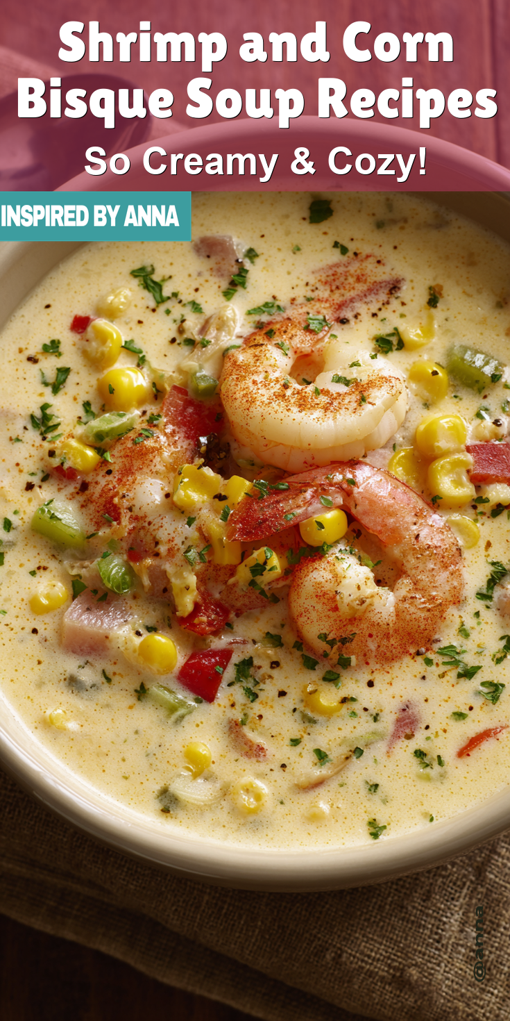 Shrimp and Corn Bisque Soup Recipes served warm with cozy spices