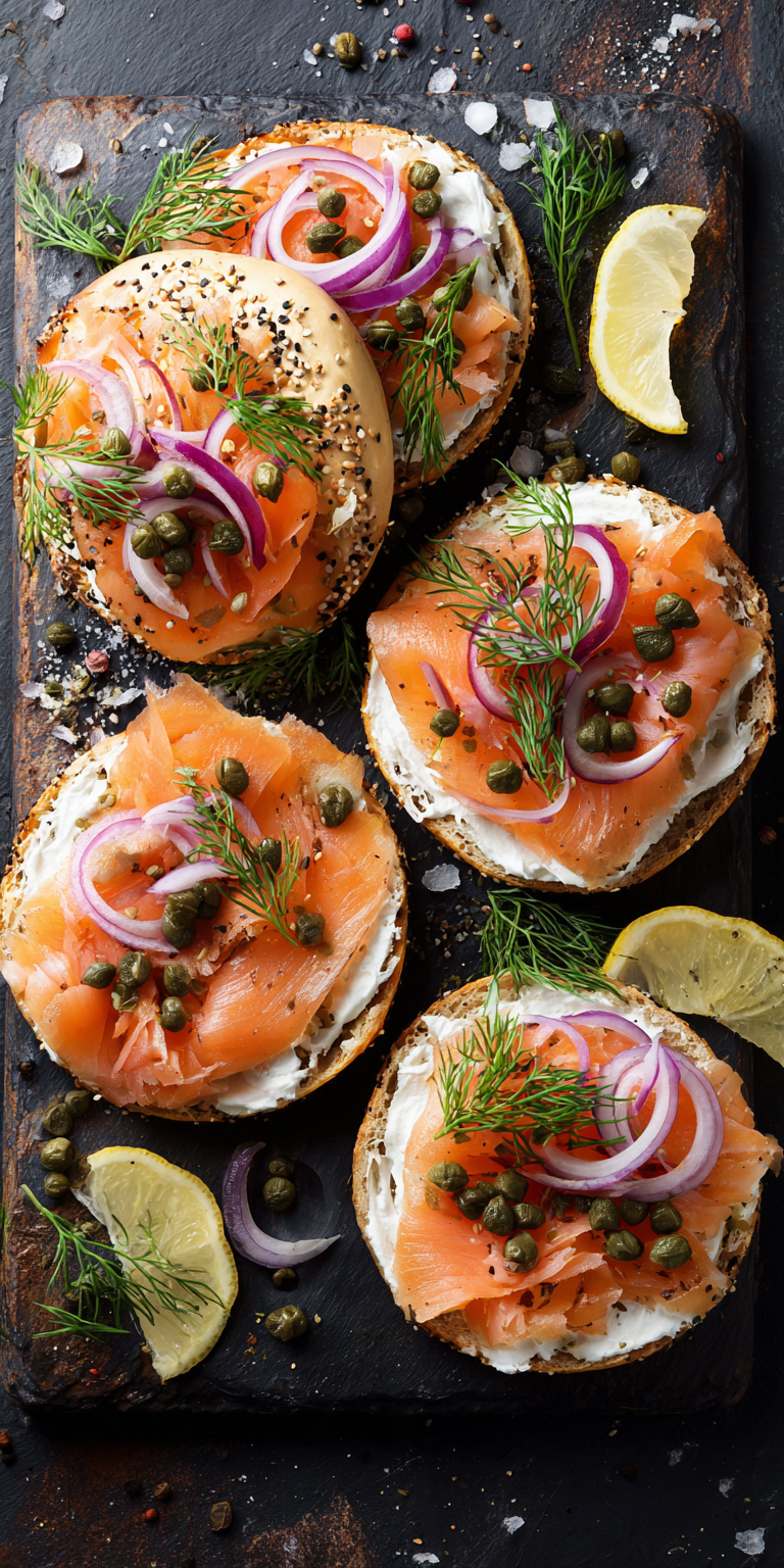 Smoked Salmon Bagel Seafood served warm with cozy spices