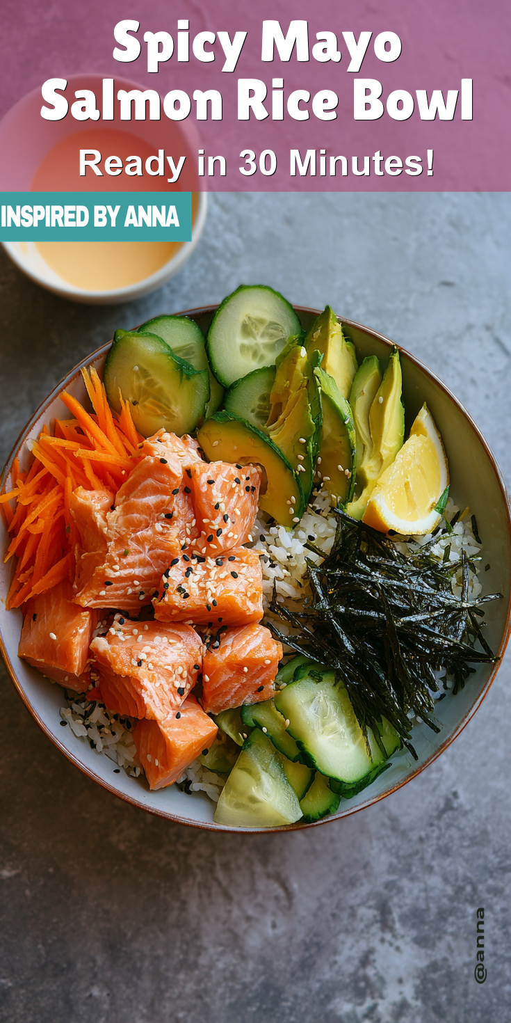 Spicy Mayo Salmon Rice Bowl served warm with cozy spices
