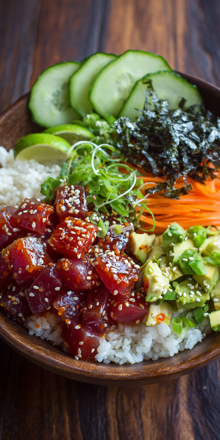 Spicy Tuna Poke Bowl Simple Recipe served warm with cozy spices