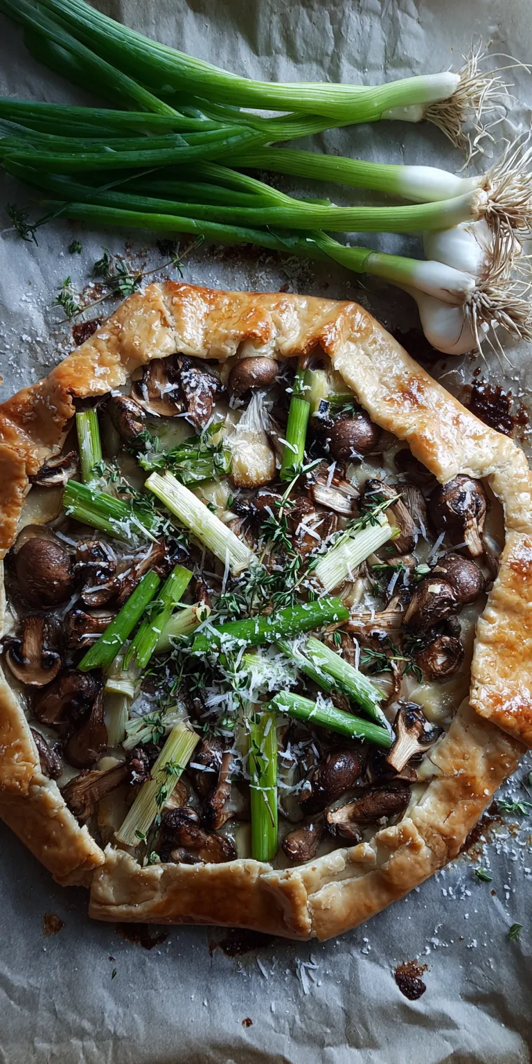 Spring Onion and Mushroom Galette served warm with cozy spices