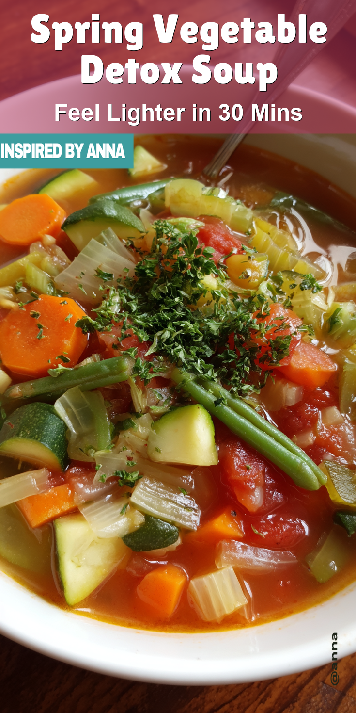 Spring Vegetable Detox Soup served warm with cozy spices