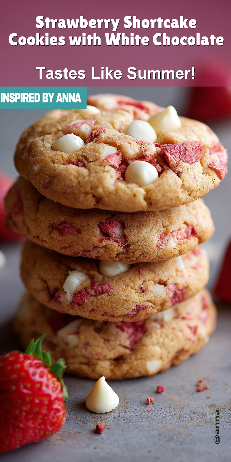Strawberry Shortcake Cookies with White Chocolate served warm with cozy spices