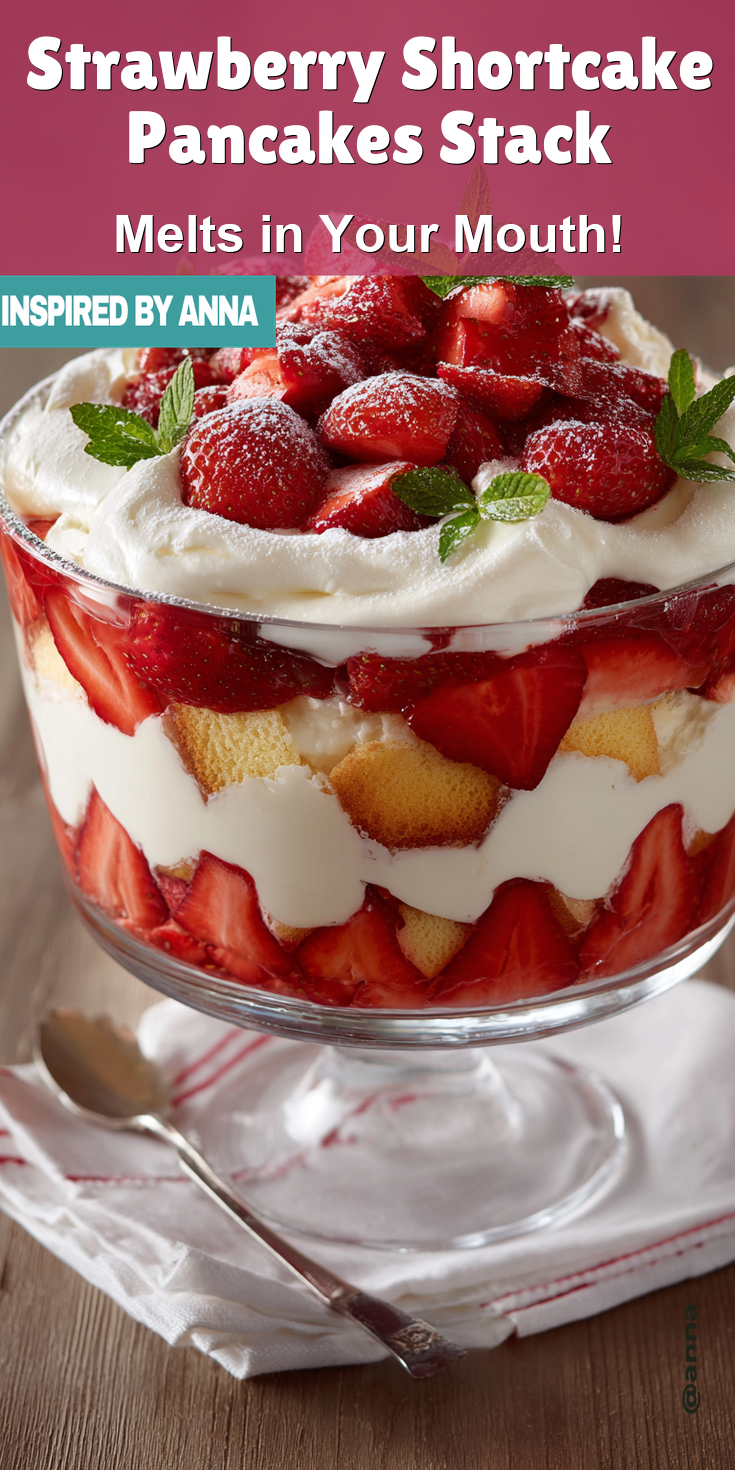 Strawberry Shortcake Pancakes Stack served warm with cozy spices