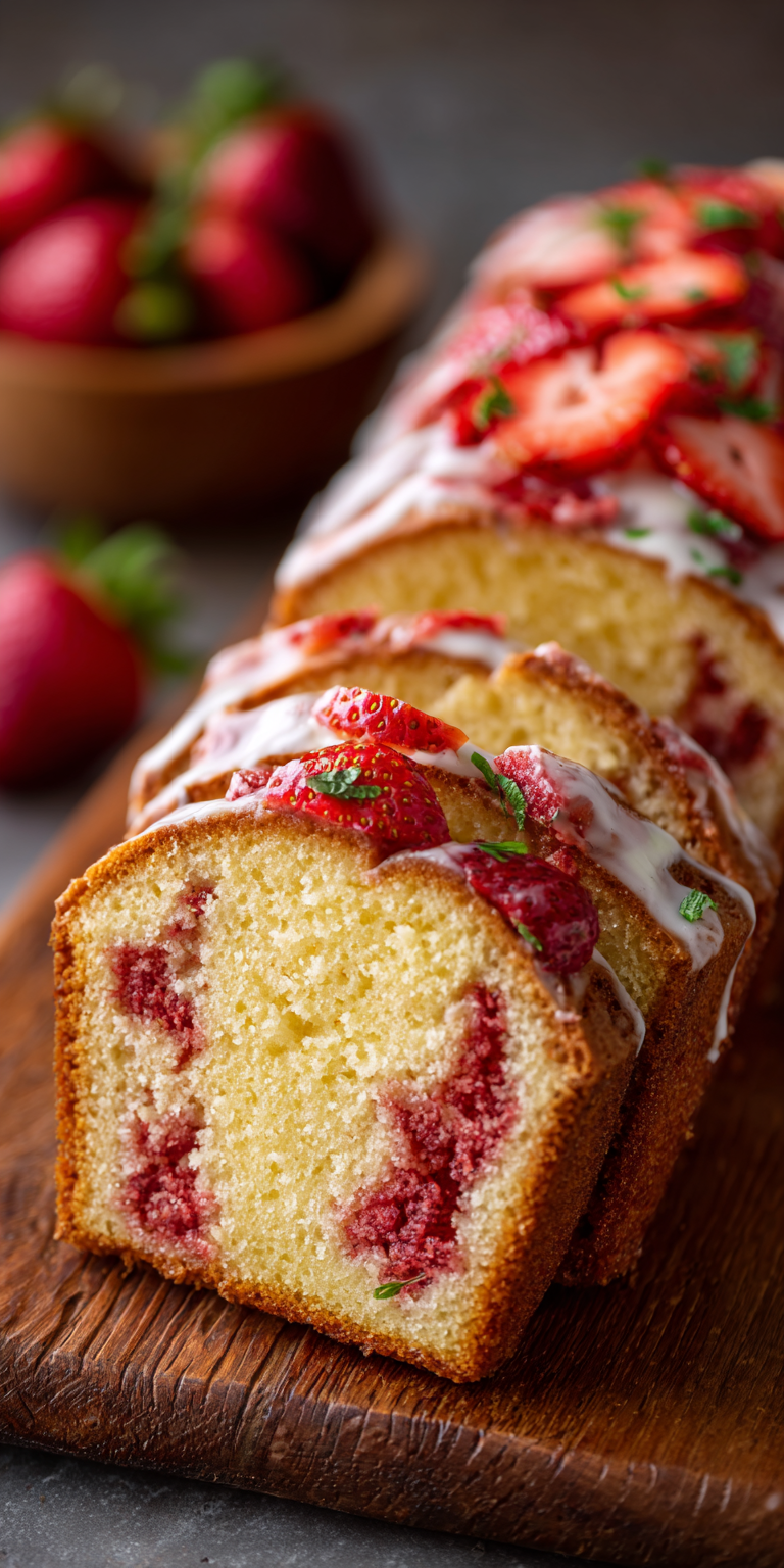 Strawberry Shortcake Pound Cake Slices Recipe