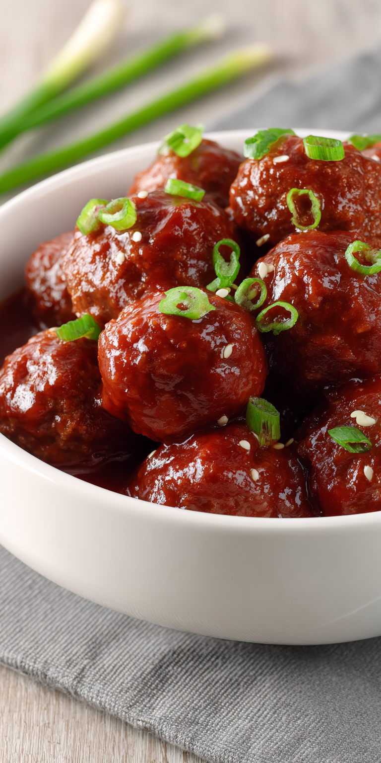 Sweet and Sour Meatballs Slow Cooker served warm with cozy spices