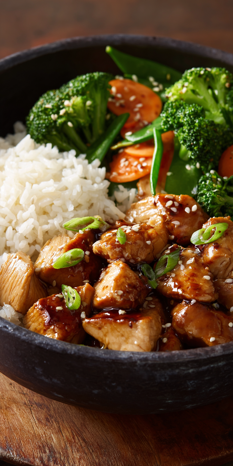 Teriyaki Chicken and Rice Bowl served warm with cozy spices