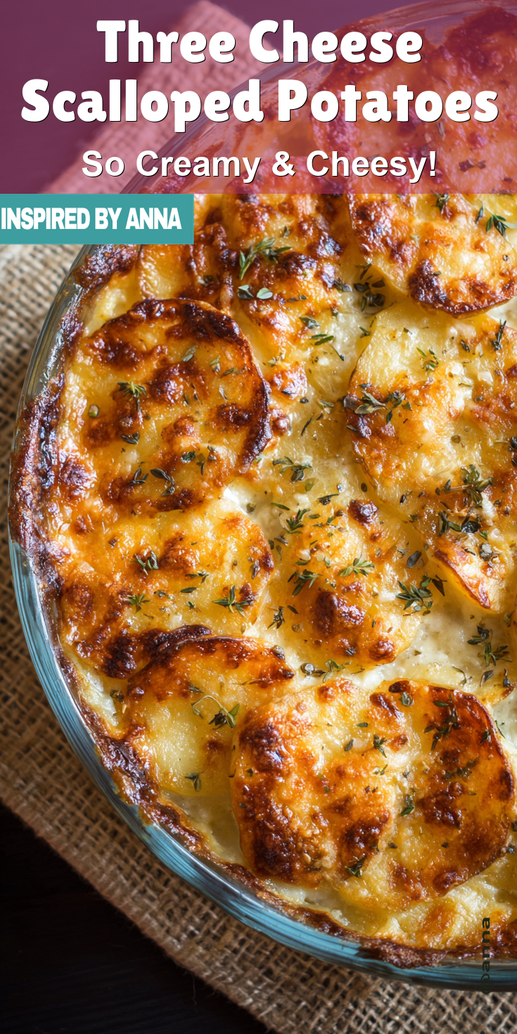 Three Cheese Scalloped Potatoes served warm with cozy spices