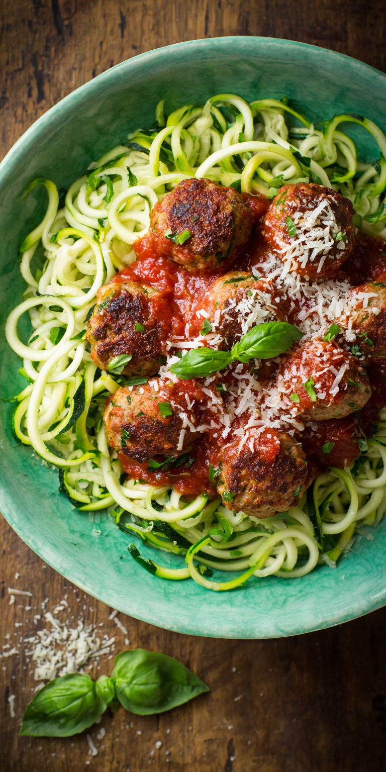 Turkey Meatballs Zucchini Noodles High Protein served warm with cozy spices