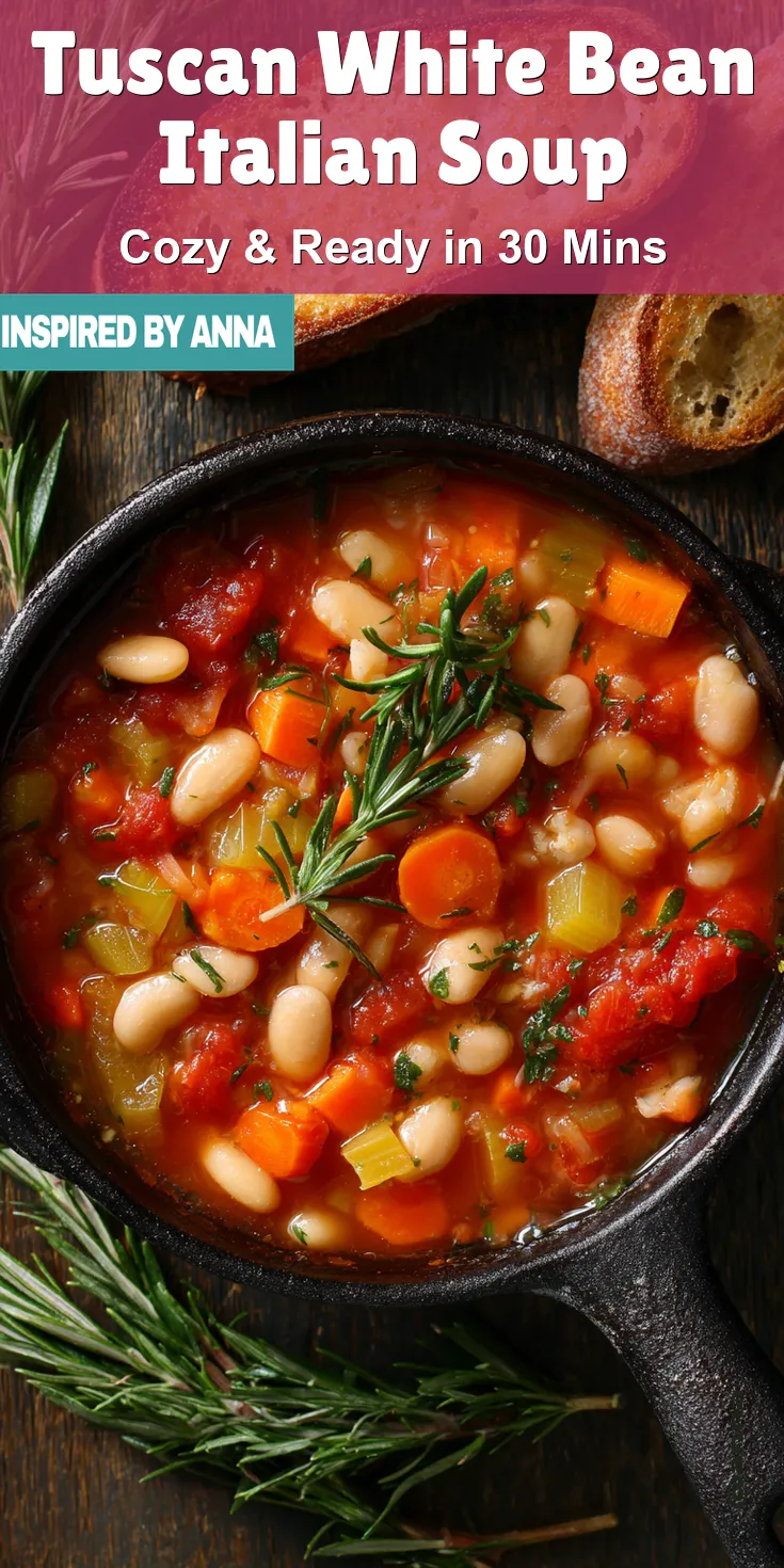 Tuscan White Bean Italian Soup served warm with cozy spices
