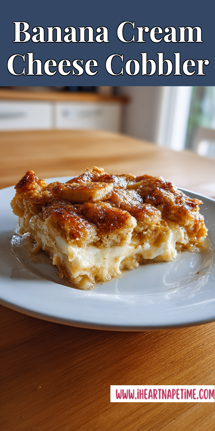 Banana Cream Cheese Cobbler served warm with cozy spices