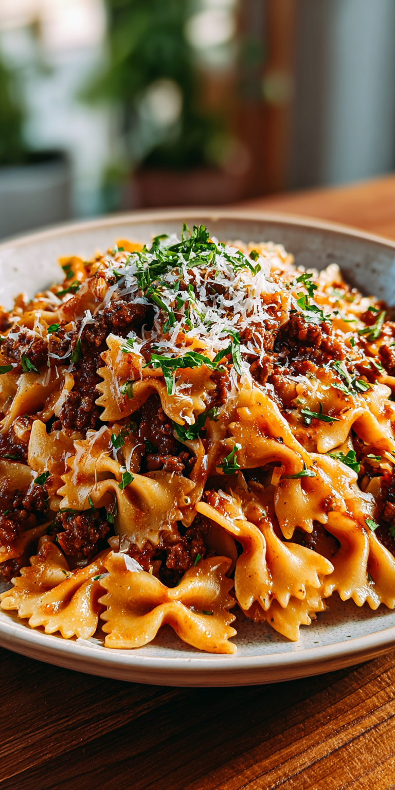 Bowtie Pasta with Ground Beef Recipe
