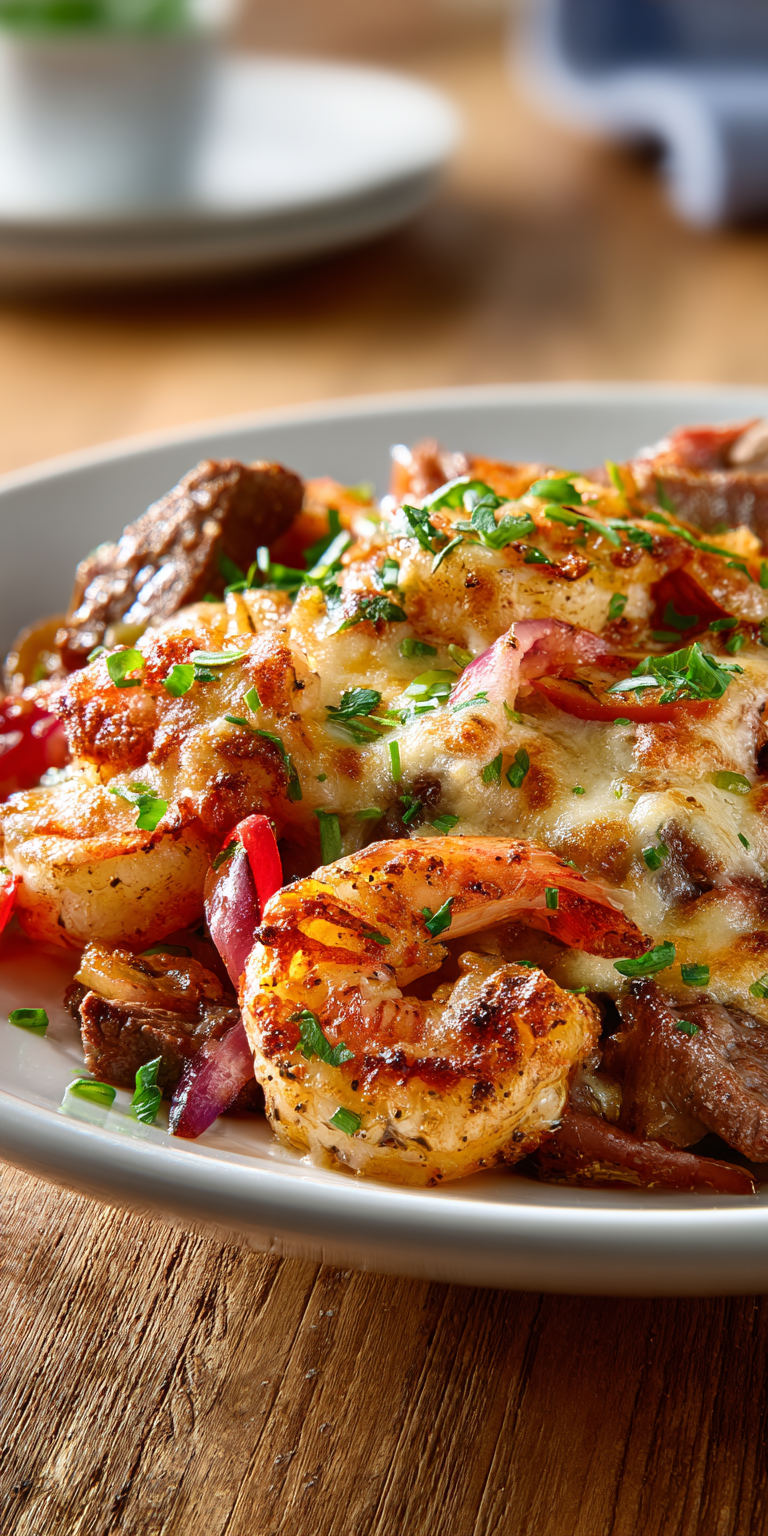 Cheesy Steak & Shrimp Skillet Bowl Recipe