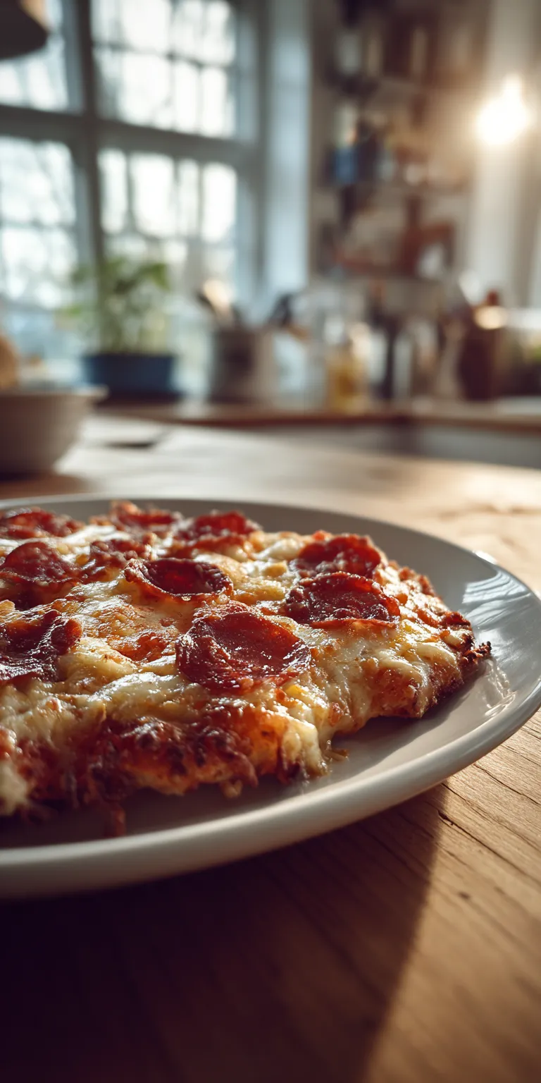 Chicken Crust Pizza Pepperoni served warm with cozy spices